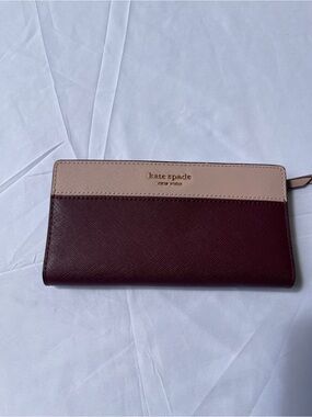 kate spade Two-Tone Zip Wallet - Blush & Burgundy